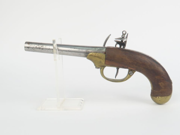 Pistolet à silex modèle 1777 du 2e type.  Dans l’état. Fortes piqûres,
