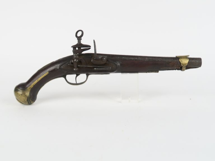 Pistolet d’officier de cavalerie espagnole. Canon à pans poinçonné au 