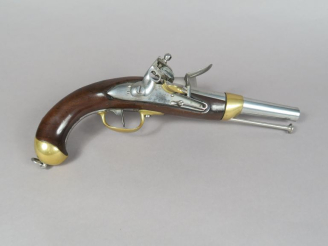 Vente aux enchères Pistolet à silex de cavalerie modèle 1816.  Canon rond, à pans au tonn