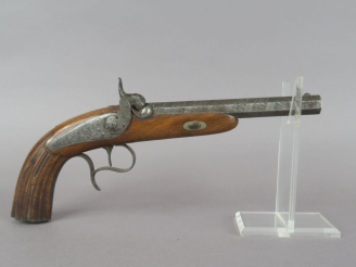 Vente aux enchères Pistolet à percussion, d’officier.  Canon à pans, damas « laminette do