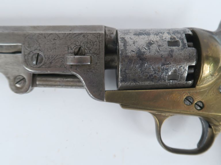 Revolver type Colt 1851, six coups, calibre 36.  Canon à pans. Carcass