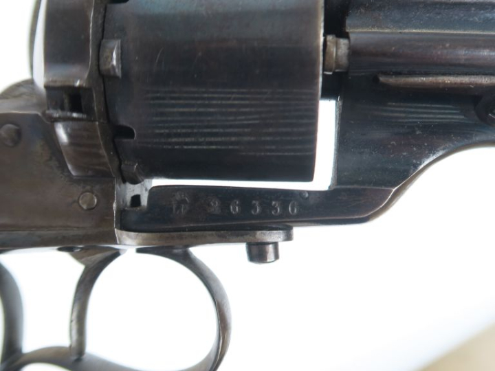 Revolver à broche Lefaucheux, six coups, calibre 12 mm, simple action.