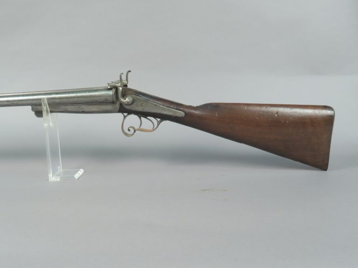 Fusil de chasse à broche, deux coups, calibre 16.  Canons en table. Pl