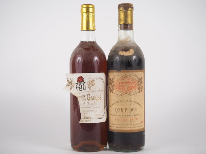 2 BOUTEILLES : 1 LOUPIAC 'VIN DE TÊTE' 1961 HEP/BS/BOUCHON CHEVILLÉ - 