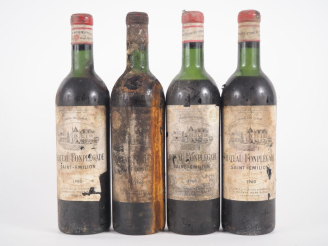 Vente aux enchères 4 BOUTEILLES CHÂTEAU FONPLÉGADE SAINT ÉMILION - 1960 - 2 HEP/2 MEP/ETA