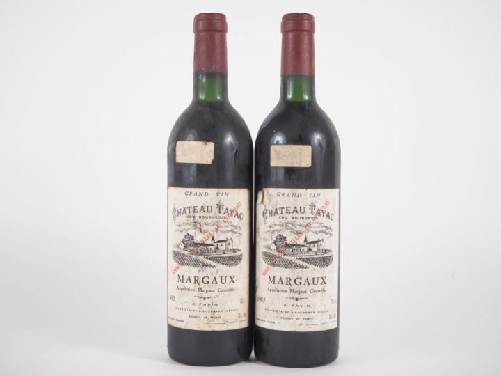 2 BOUTEILLES CHÂTEAU TAYAC CB MARGAUX - 1985 - BG/ELA