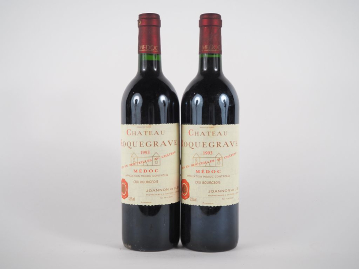 2 BOUTEILLES CHÂTEAU ROQUEGRAVE CB MÉDOC - 1993