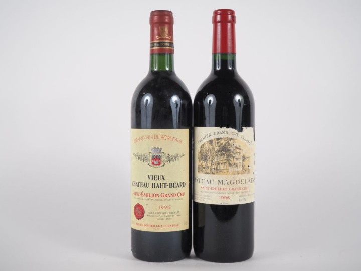 2 BOUTEILLES GC ST ÉMILION 1996 : 1 CHÂTEAU MAGDELEINE 1er GCC EA - 1 