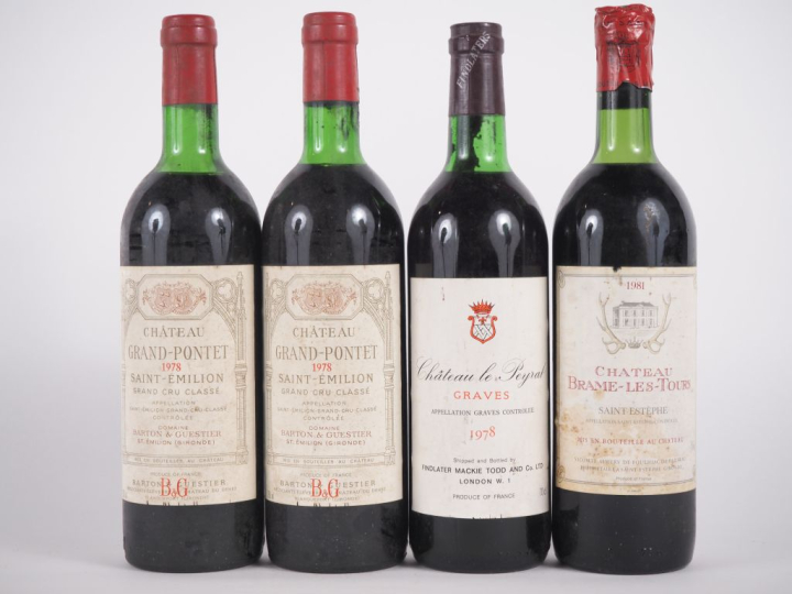 4 BOUTEILLES : 2 CHÂTEAU GRAND PONTET GCC ST ÉMILION 1978 1 LB/1 HEP -