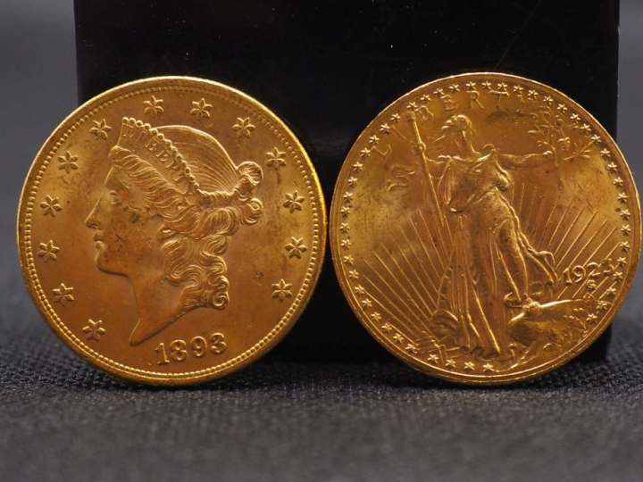 2 pièces de 20 dollars 1923 et 1893 FRAIS ACHETEUR : 10 % HT   
