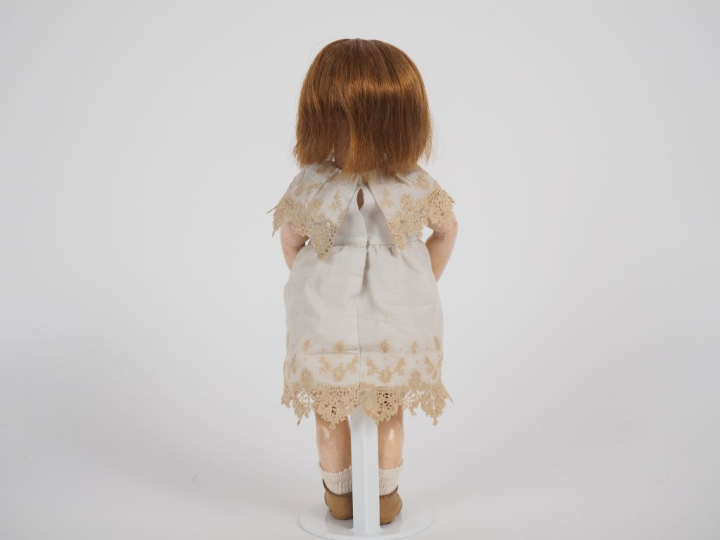 Poupée Bleuette Fleischmann, tête porcelaine bouche ouverte yeux fixes