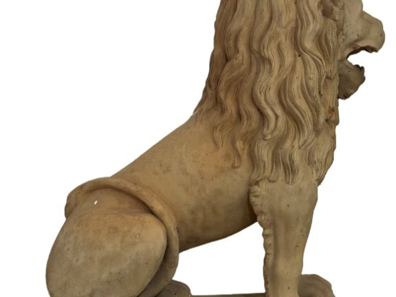 MANDEVILLE ET BERNIER à Castelnaudary "lion assis" Grand sujet en terr