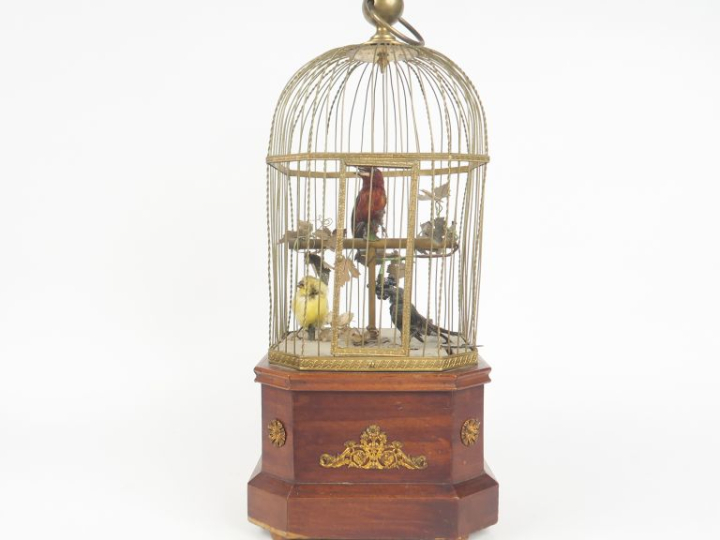 BONTEMPS. (attribué à)  Cage à trois oiseaux chanteurs bon état généra