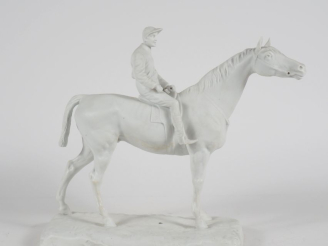 Vente aux enchères Isidore BONHEUR. (d'après) "le jockey" Sujet en biscuit H. 25,5 x 28 x