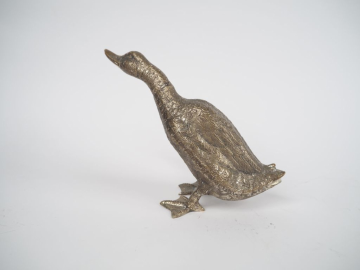 Sujet en bronze argenté "canard" H. 15,5 cm