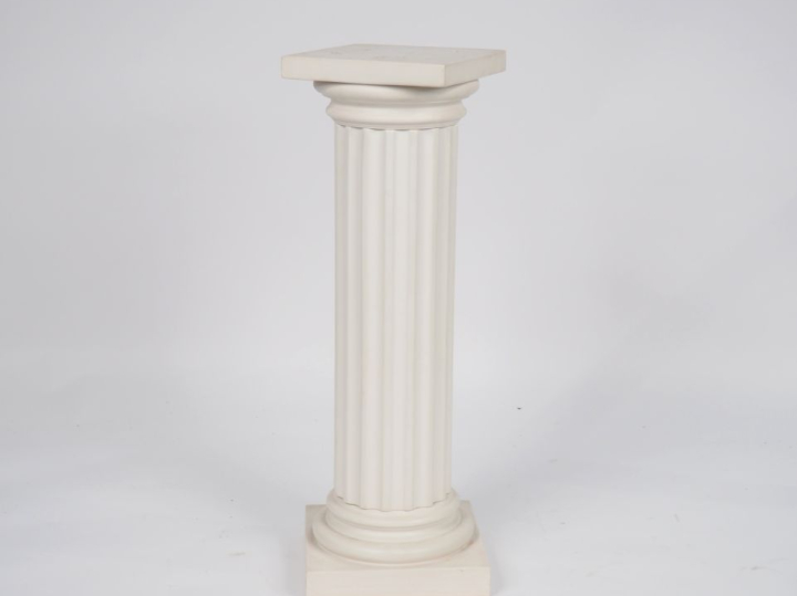 Sellette en céramique blanche en forme de colonne cannelée H. 79 cm