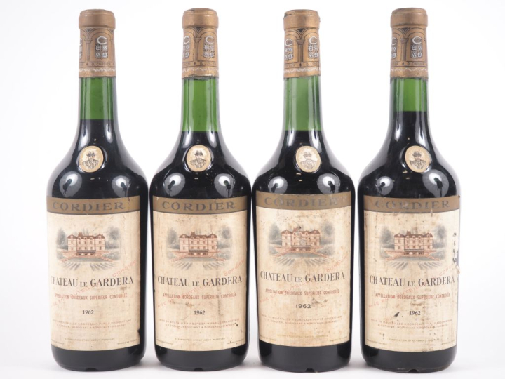 4 BOUTEILLES CHÂTEAU LE GARDERA BORDEAUX SUPÉRIEUR - 1962