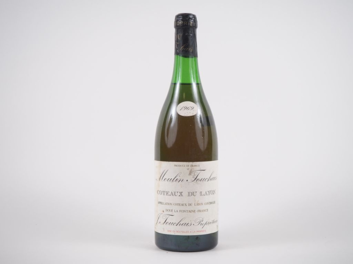1 BOUTEILLE COTEAUX DU LAYON MOULIN TOUCHAIS - 1969 - 3,5 CM