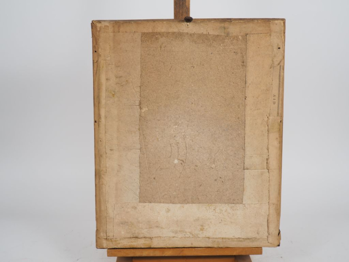 Ecole française fin XVIIIème. "Portrait de jeune femme de profil". Pas