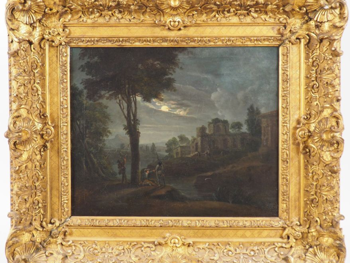 Ecole française fin XVIIIème - début XIXème. " Partie de pêche au clai