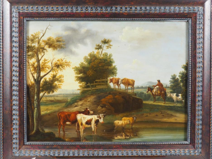 Ecole française fin XVIIIème - début XIXème. "Berger à cheval et son t