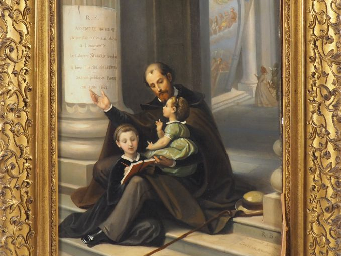 Ecole française XIXème. "Hommage au citoyen Senard". Huile sur toile s