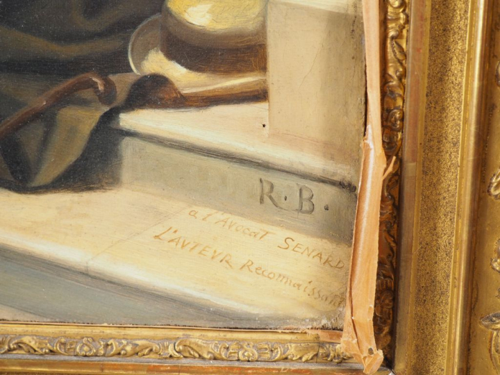 Ecole française XIXème. "Hommage au citoyen Senard". Huile sur toile s