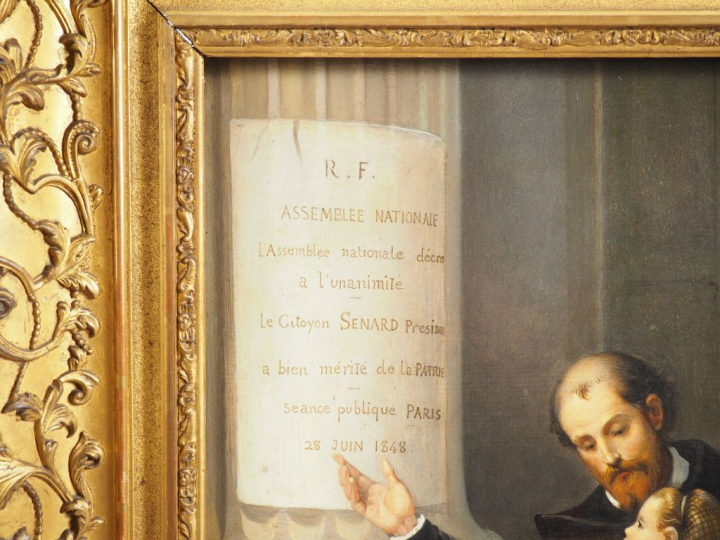 Ecole française XIXème. "Hommage au citoyen Senard". Huile sur toile s