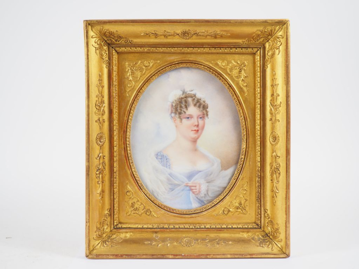 Ecole francaise première moitié du XIXème. "Portrait de charlotte Révi