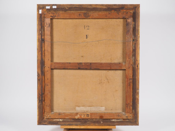 Ecole française fin XIXème.  "la leçon de piano" Huile sur toile Dim. 