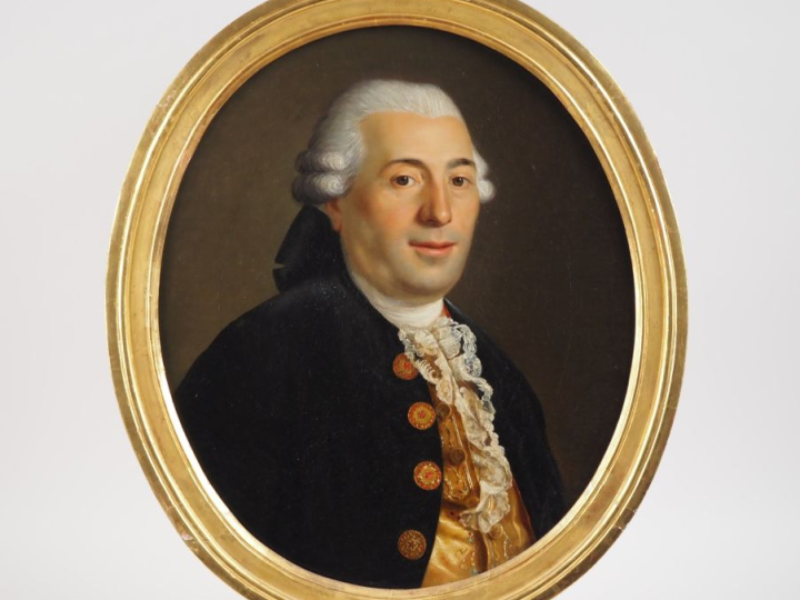 Ecole française XIXème. "Portrait d'homme à l'habit noir". Huile sur t