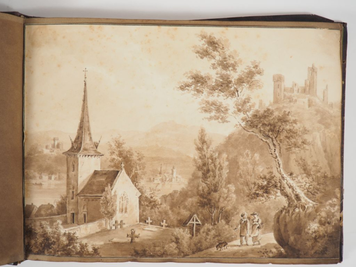 Album antiquorum.  40 dessins ou gravures. Album ayant appartenu à Alo