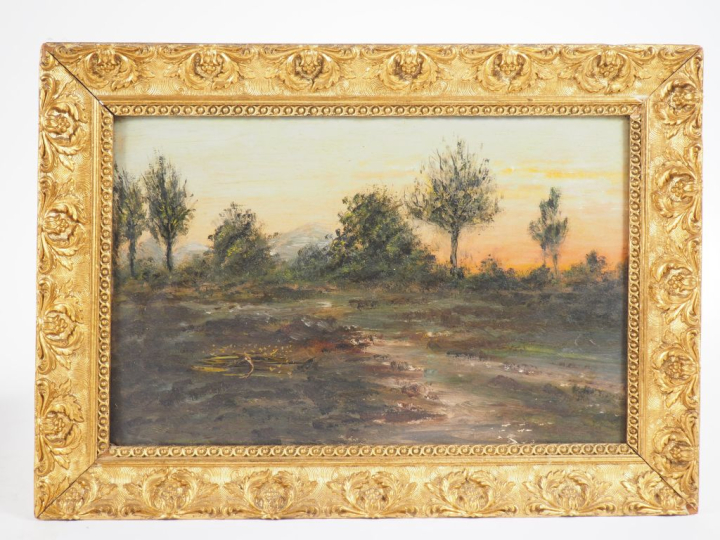 2 différents tableautins "paysage"  Huiles sur carton Dim. 17,5 x 27 c