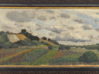 Vente aux enchères Ecole française début XXème. "Paysage breton". Huile sur carton. Dim. 