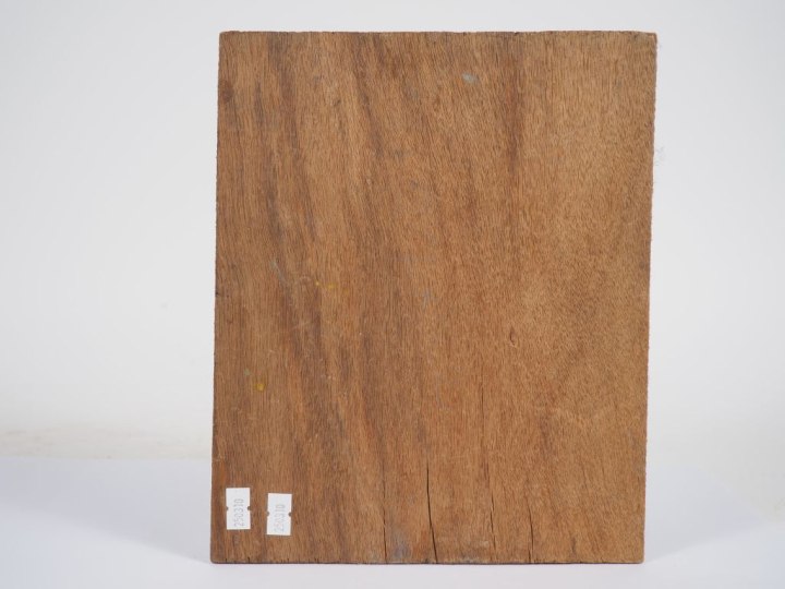 Ecole française XXème. "La sortie de la mariée". Huile sur panneau. Di