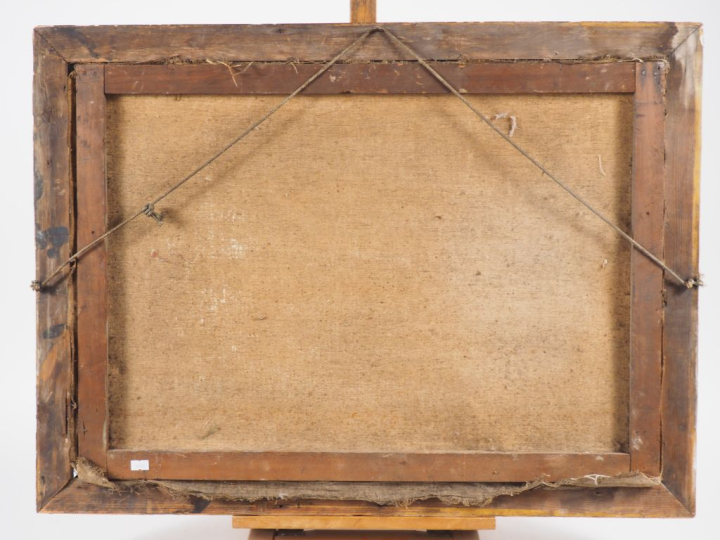 Ecole française XXème.  "village catalan en bord de mer"  Huile sur to