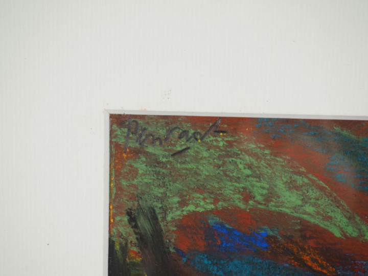 Ecole française contemporaine. "paysage fauve" Pastel signé en haut à 