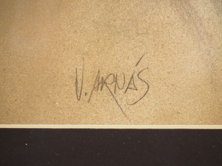 V. ARNAS.  "Amanecer de carnaval" Technique mixte signée en bas à droi