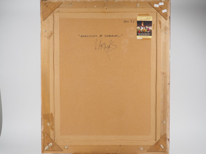 V. ARNAS.  "Amanecer de carnaval" Technique mixte signée en bas à droi