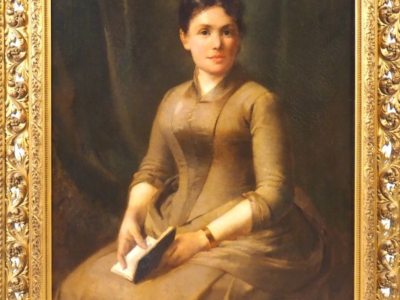 Emile CHARLET (attribué à). "jeune femme au carnet"  Huile sur toile, 