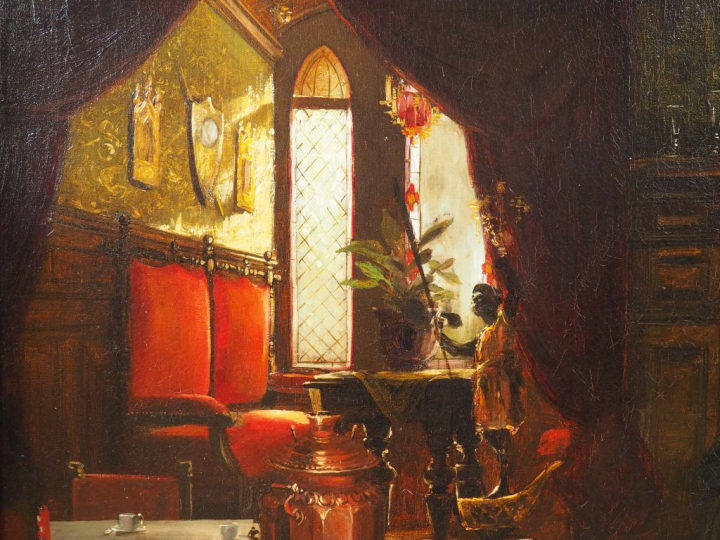 KLEIN CHEVALIER.  "jeune mère et sa fille dans la salle à manger du ch