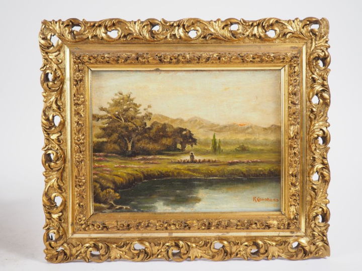 R. CONSTANS.  "paysage" Huile sur panneau, signée en bas à droite  Dim