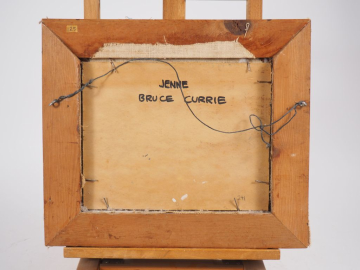 Bruce CURRIE. "portrait de Jenne" Huile sur carton, signée en bas à dr