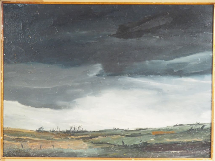 DECROIX. "Paysage avant l'orage". Huile sur toile, signée et datée en 