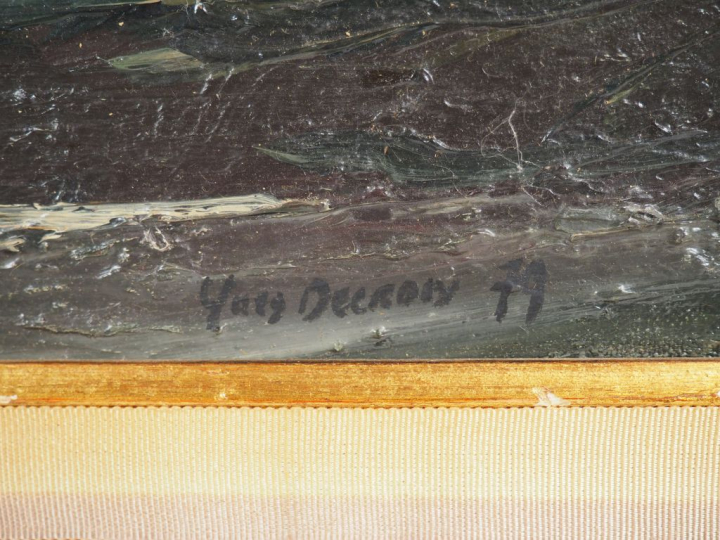 DECROIX. "Paysage avant l'orage". Huile sur toile, signée et datée en 