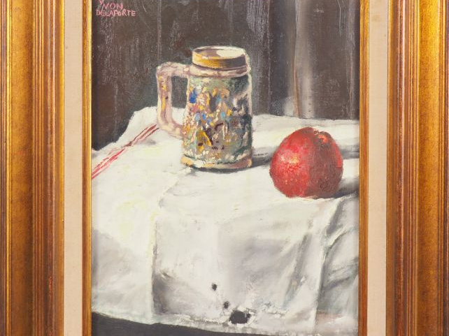 Yvon DELAPORTE.  "nature morte" Huile sur toile, signée en haut à gauc