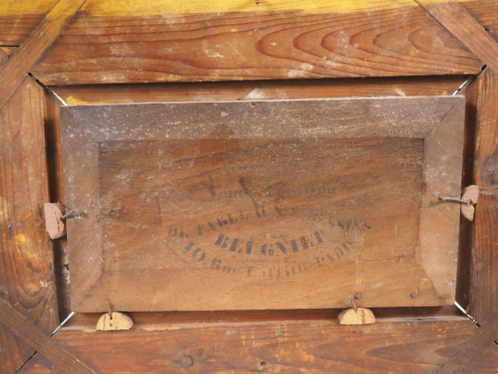 E. DESHAYES.  "ville fortifiée au bord de l'eau" Huile sur panneau, si