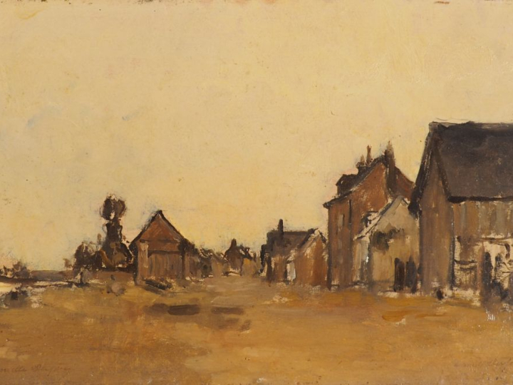 Camille Emile DUFOUR.  "Douarnenez" et "village breton" Deux huile sur