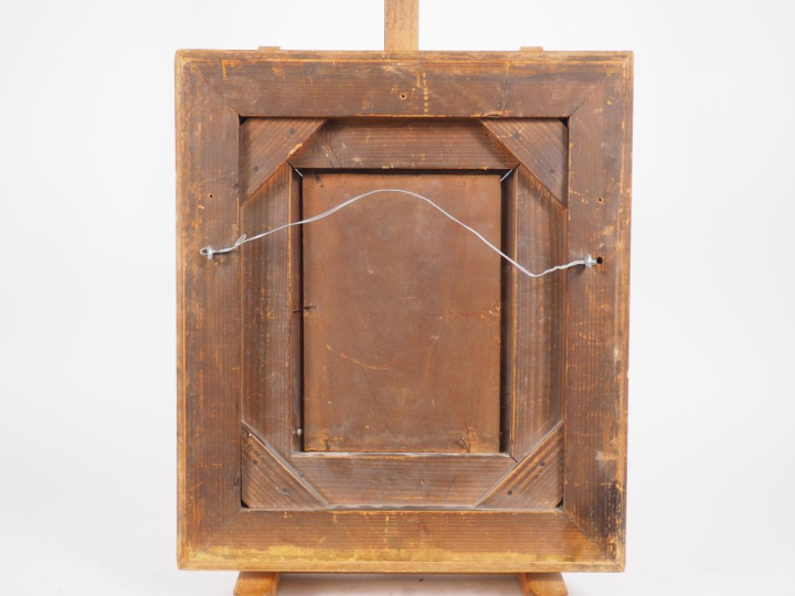 Camille Emile DUFOUR. "ruelle animée" Huile sur carton, signée en bas 