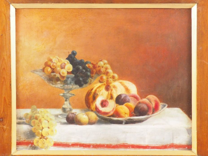 FREGER. "Natures mortes aux légumes et aux fruits". Paire d'huiles sur